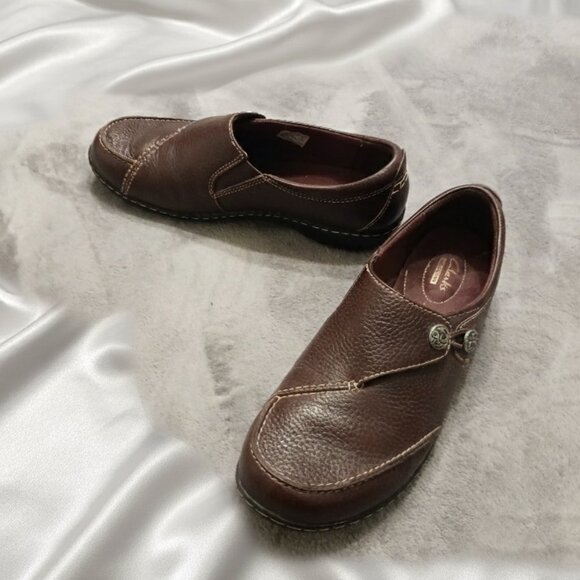 Clarks Ashland Lane Q Slip-On Leather Loafer in Redwood Women's Size 9.5W - Picture 3 of 8